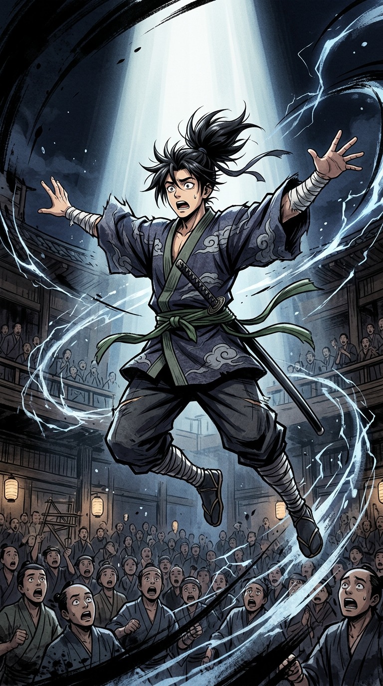 Raiko frozen mid-stance, will defeated