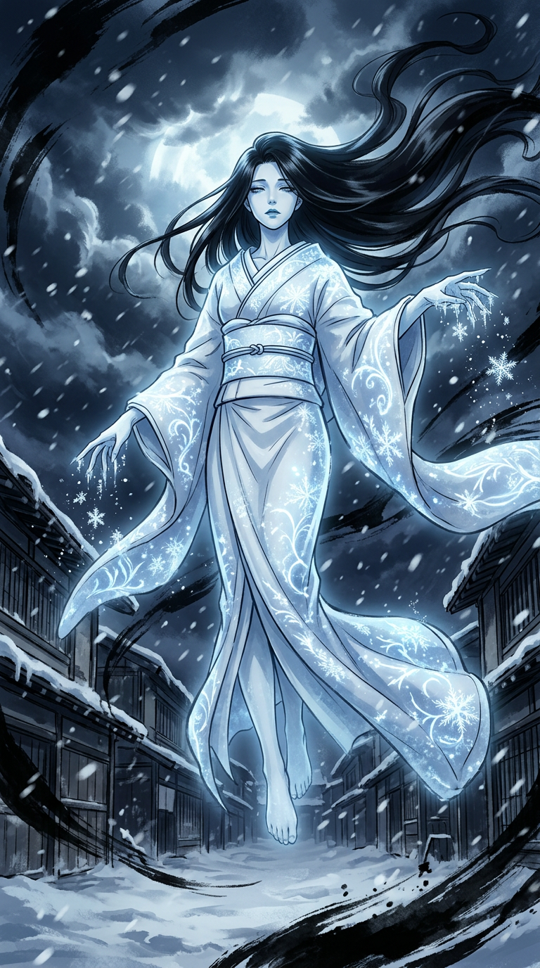 Yuki Onna emerges from the blizzard