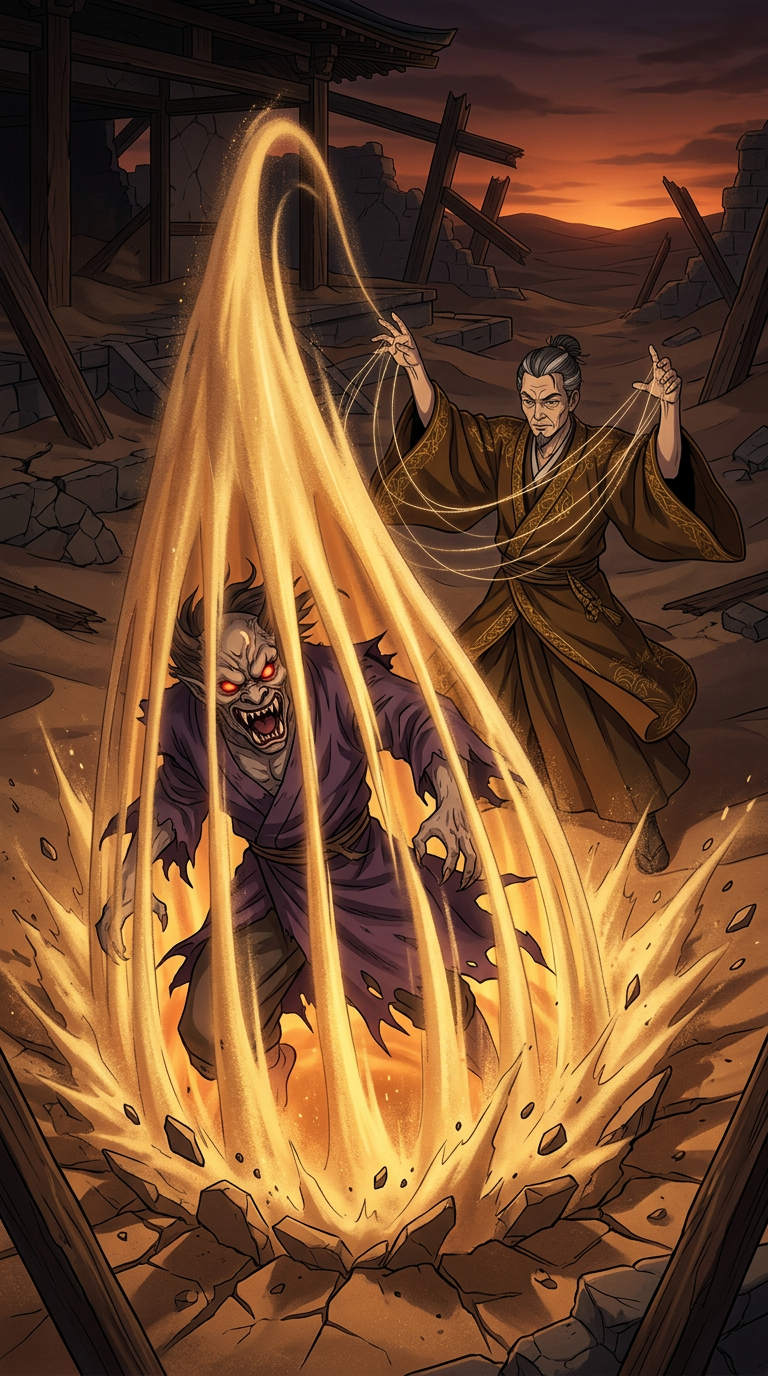 Sand jutsu trap erupting from the ground