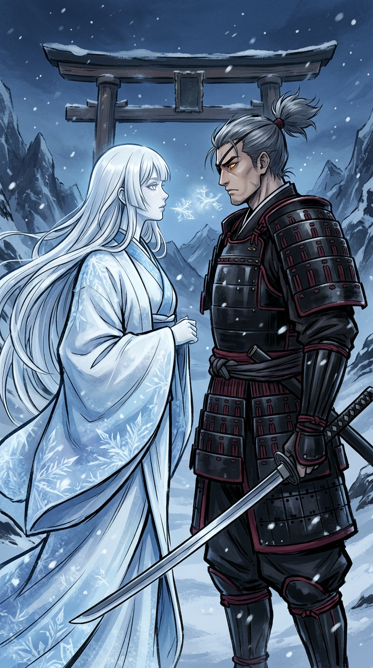 Yuki Onna and the Samurai face to face